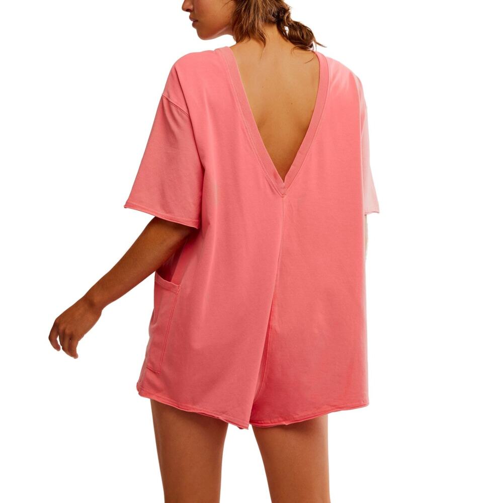 NEW Free People Movement Neon Coral Oversized Shapeless Hot Shot Tee Romper XS - Picture 11 of 14